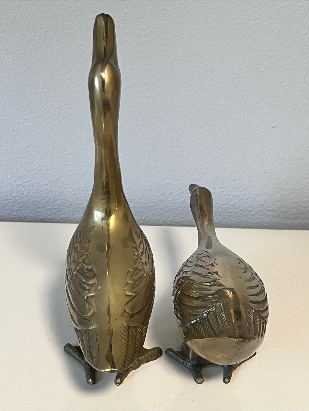 Vintage Brass Goose Figurines Set of 2 Mid Century Hollywood Regency Decor 9” - Picture 3 of 16